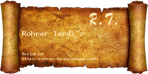 Rohrer Teréz névjegykártya